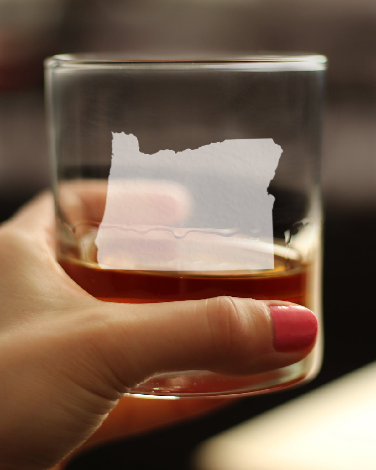 Oregon State Outline Whiskey Rocks Glass - State Themed Drinking Decor and Gifts for Oregonian Women & Men - 10.25 Oz Whisky Tumbler Glasses