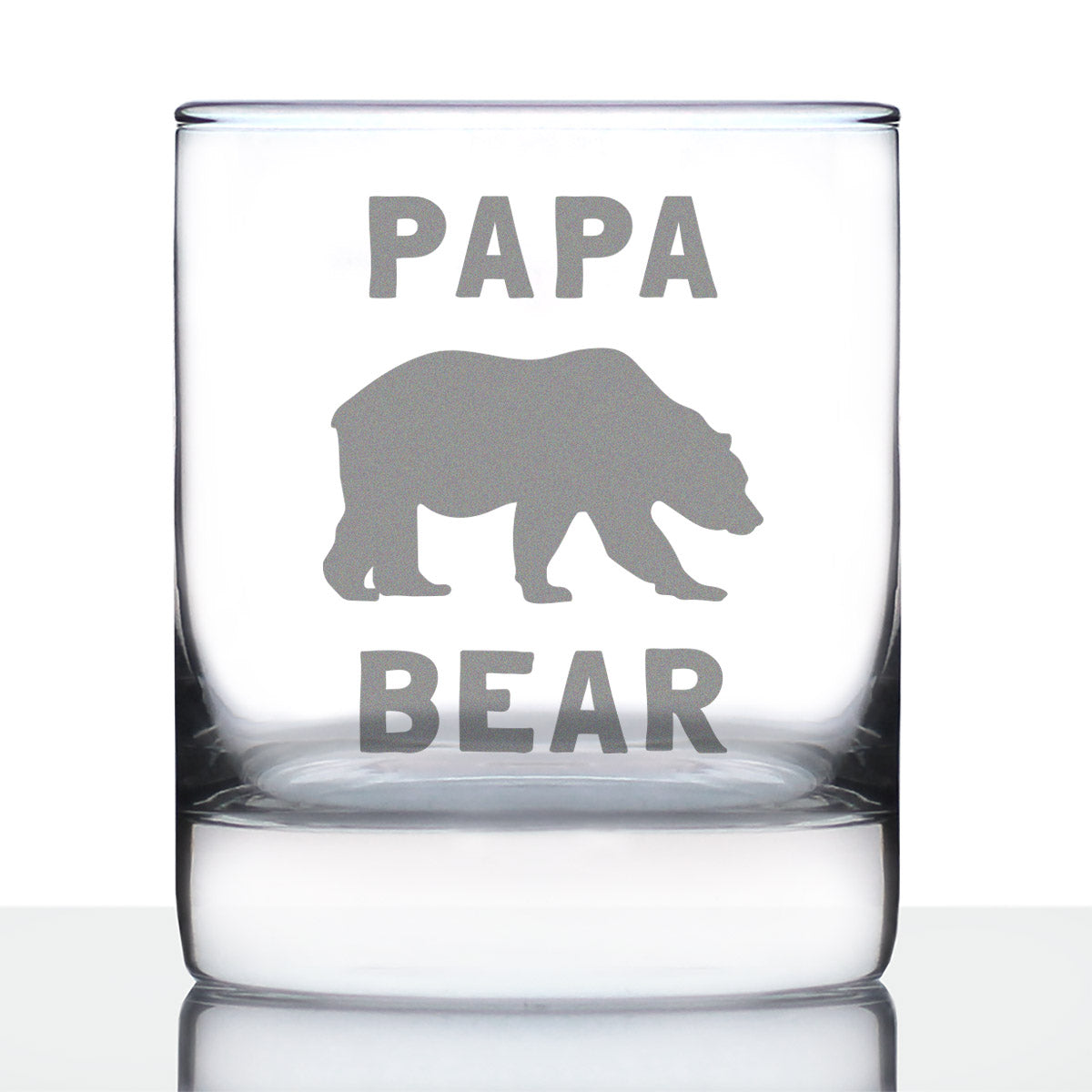 Papa Bear Whiskey Rocks Glass - Cute Funny Dad Gift Ideas for Father's Day or Birthday - 10.25 Oz Glasses