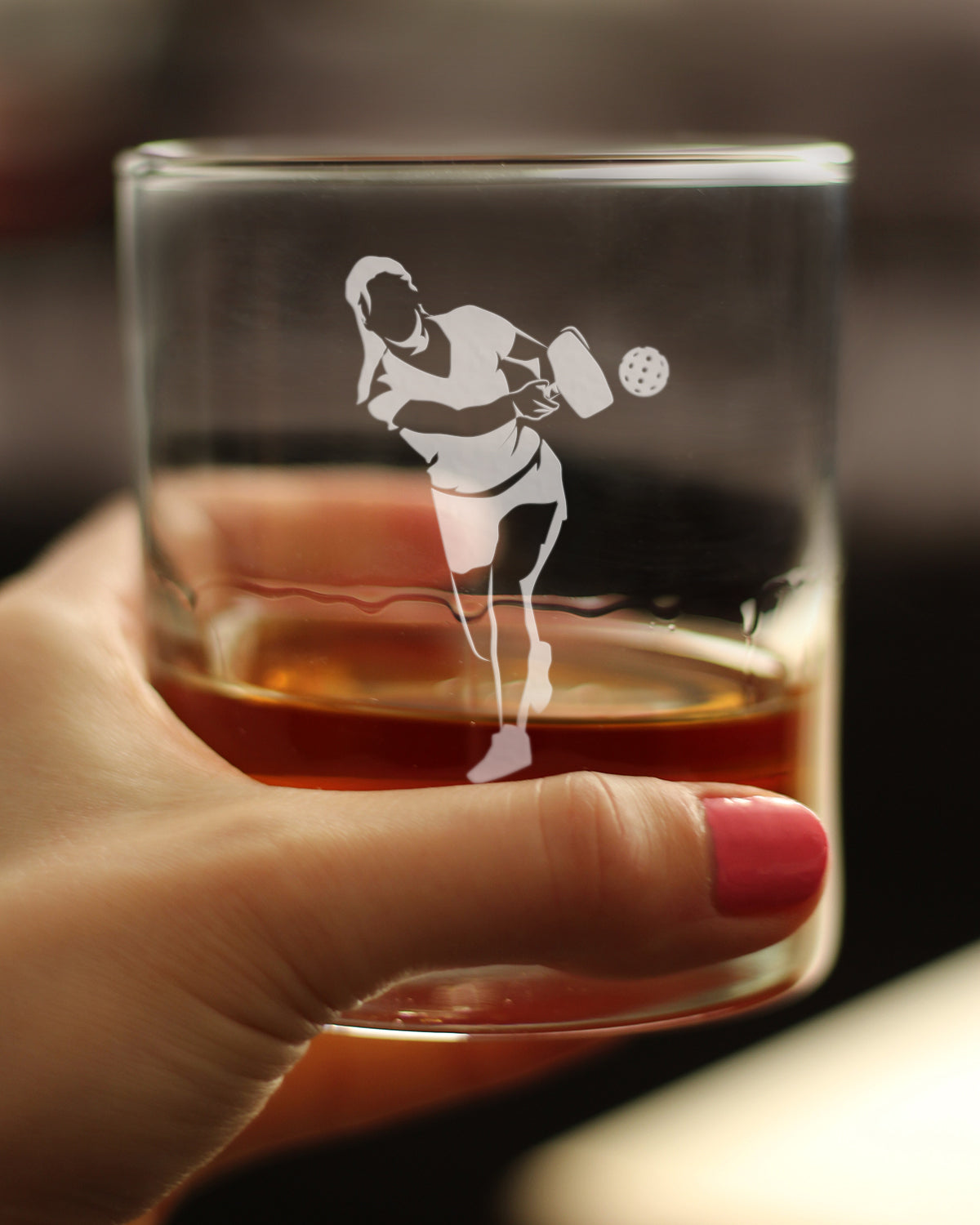 Pickleball Player Female - Whiskey Rocks Glass - Funny Pickleball Themed Decor and Gifts - 10.25 Oz Glasses