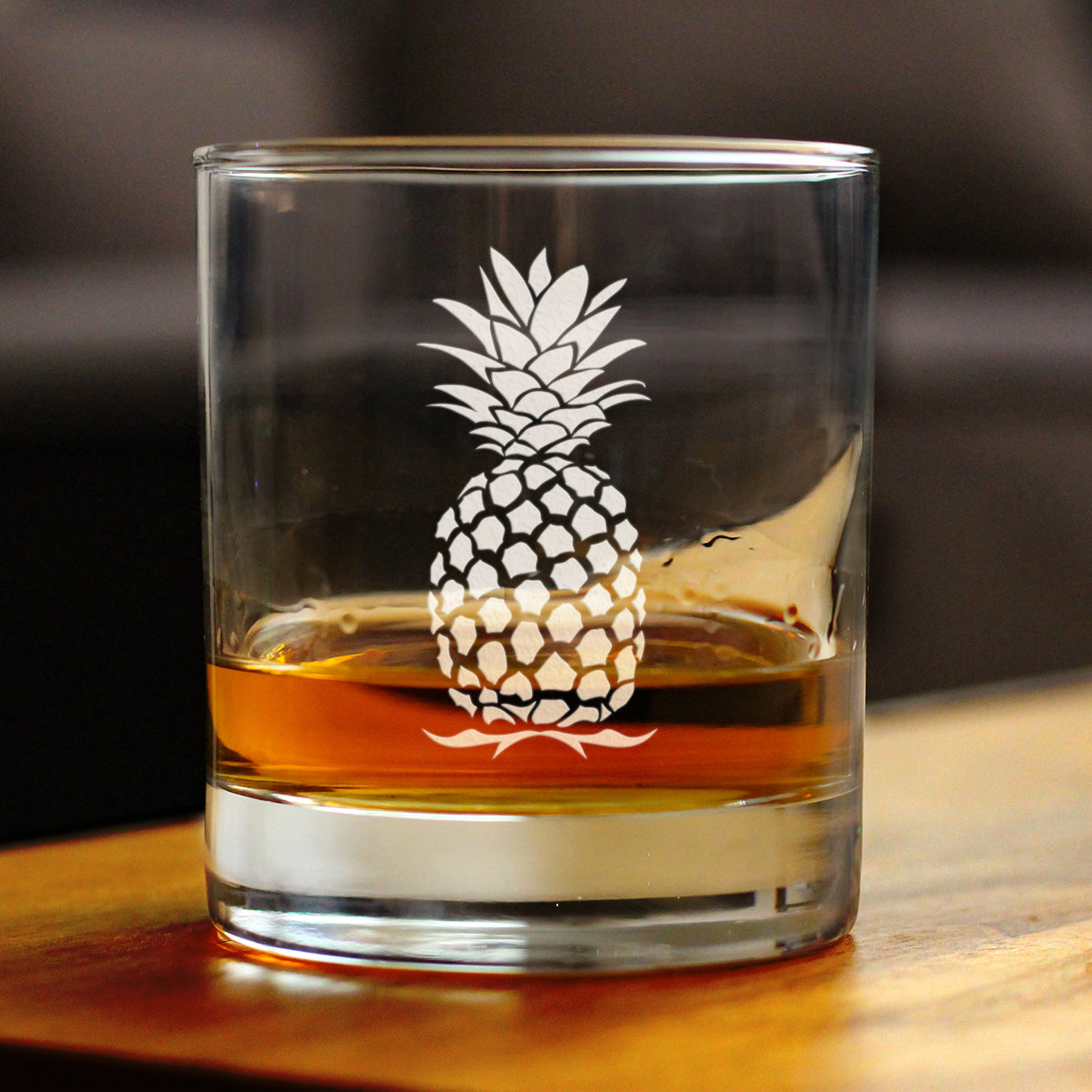 Pineapple Whiskey Rocks Glass - Fun Tropical Themed Decor and Gifts - 10.25 Oz Glasses