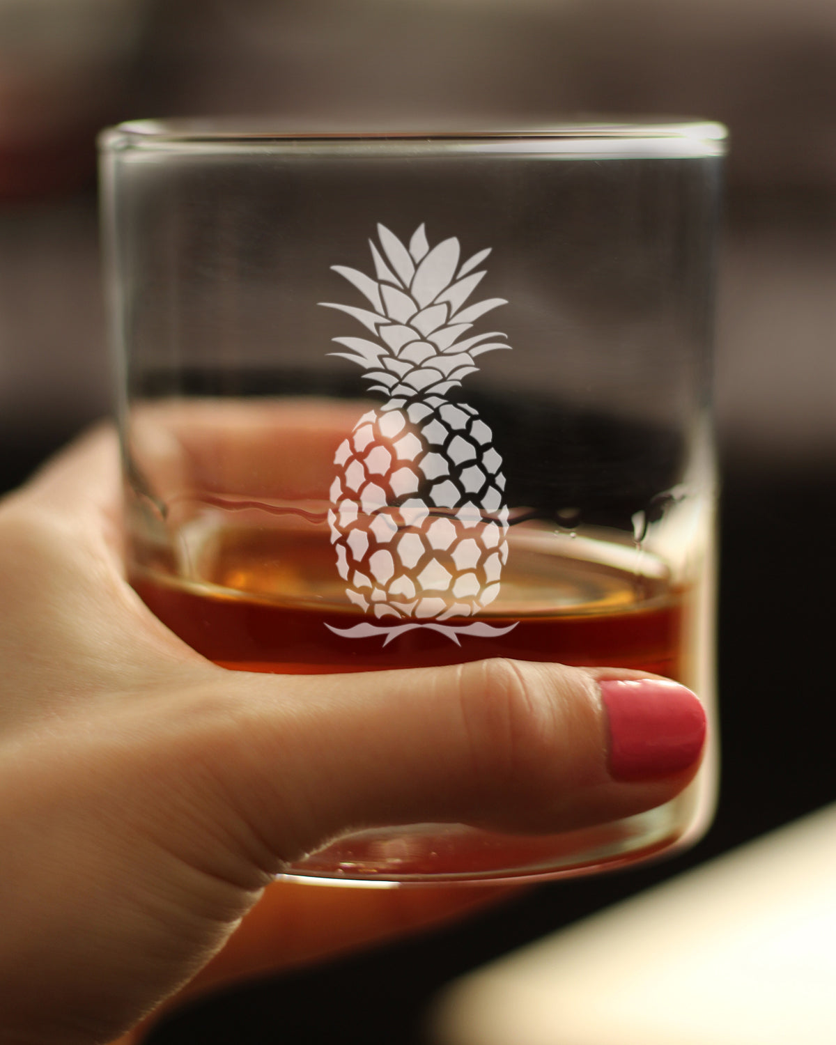 Pineapple Whiskey Rocks Glass - Fun Tropical Themed Decor and Gifts - 10.25 Oz Glasses