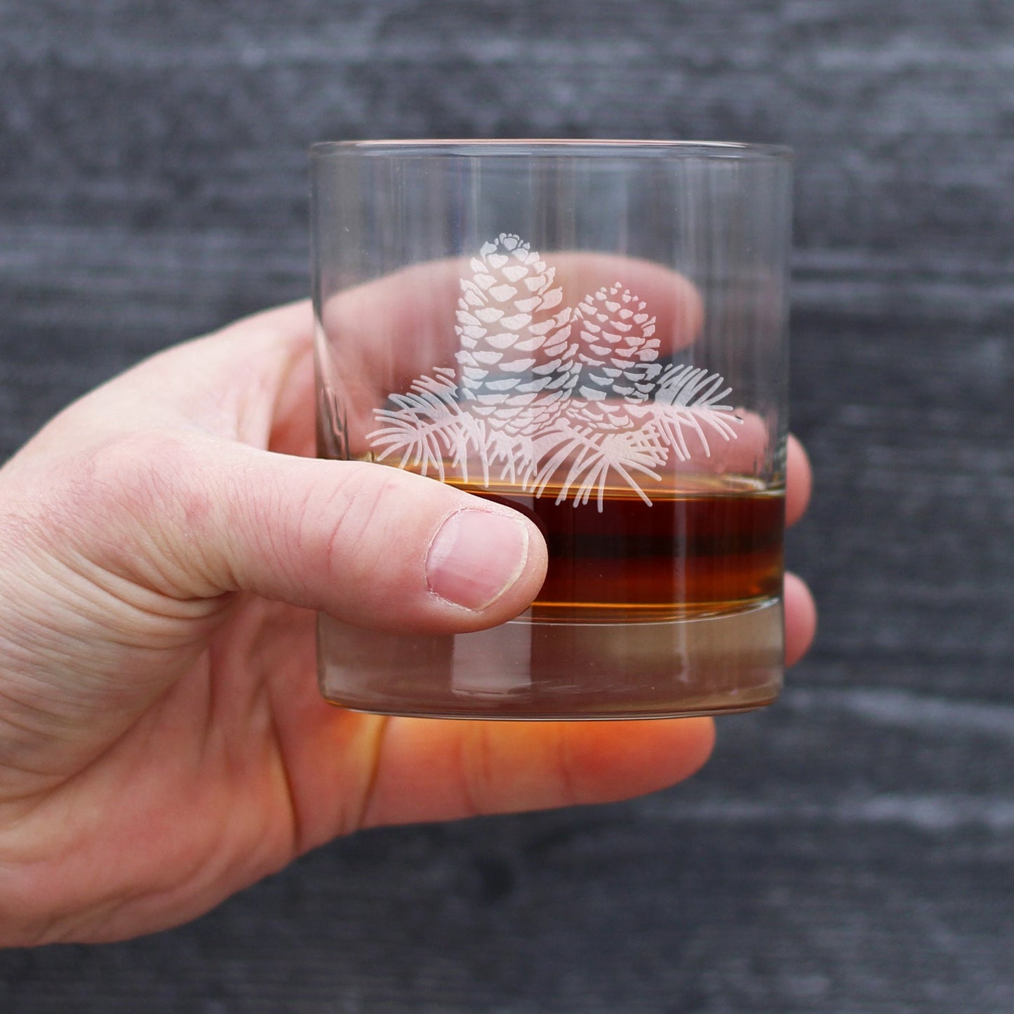 Pine Cone Rocks Glass - Rustic Themed Pinecones Decor and Cabin Gifts for Women and Men - 10.25 Oz Glasses