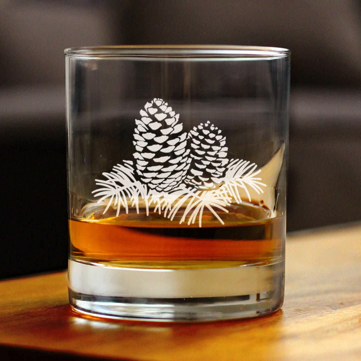 Pine Cone Rocks Glass - Rustic Themed Pinecones Decor and Cabin Gifts for Women and Men - 10.25 Oz Glasses