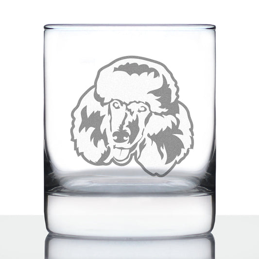 Happy Poodle - Whiskey Rocks Glass - Unique Poodle Themed Dog Gifts or Party Decor for Women and Men - 10.25 Oz