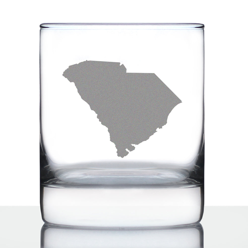 South Carolina State Outline Whiskey Rocks Glass - State Themed Drinking Decor and Gifts for South Carolinian Women & Men - 10.25 Oz Whisky Tumbler Glasses