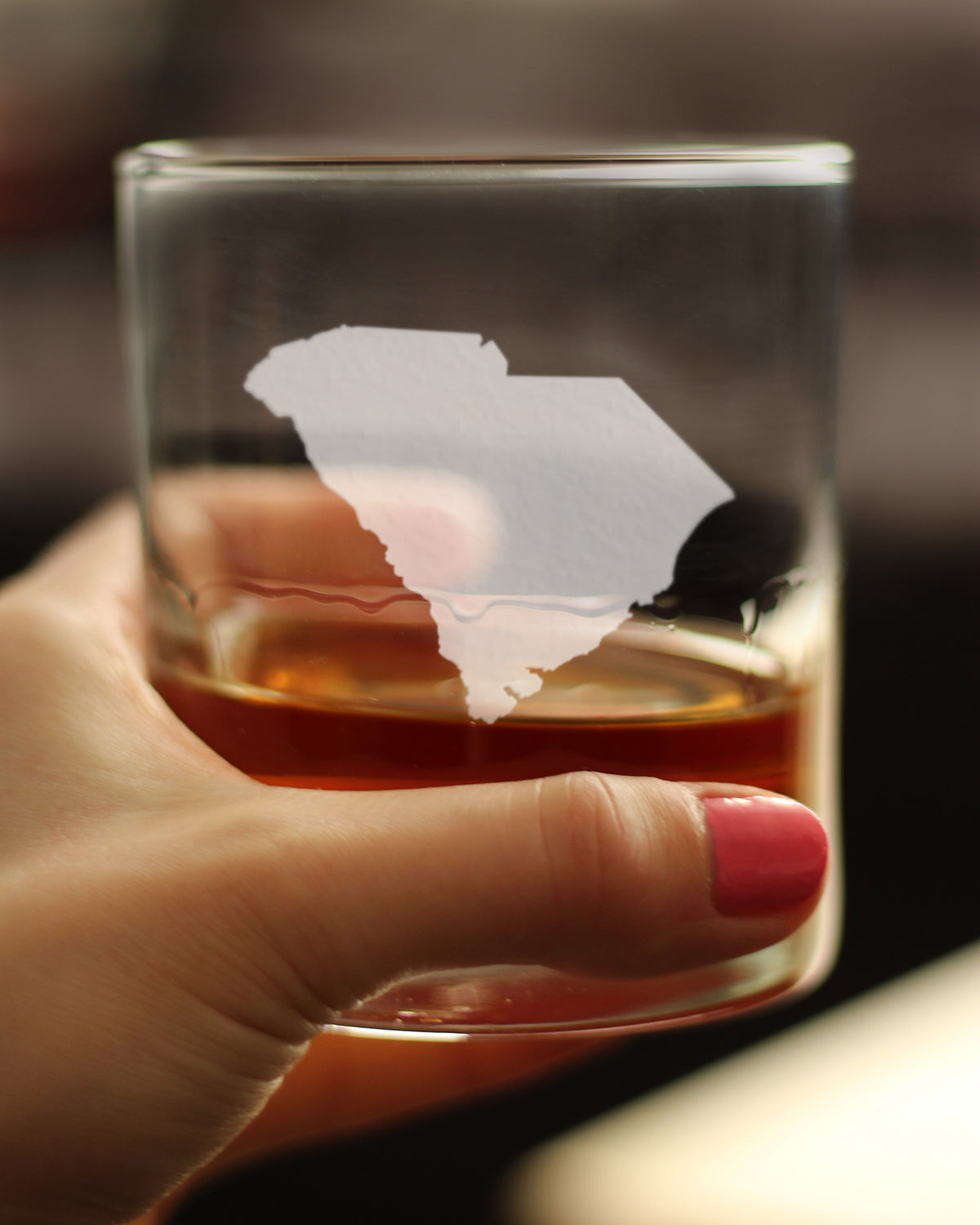 South Carolina State Outline Whiskey Rocks Glass - State Themed Drinking Decor and Gifts for South Carolinian Women & Men - 10.25 Oz Whisky Tumbler Glasses