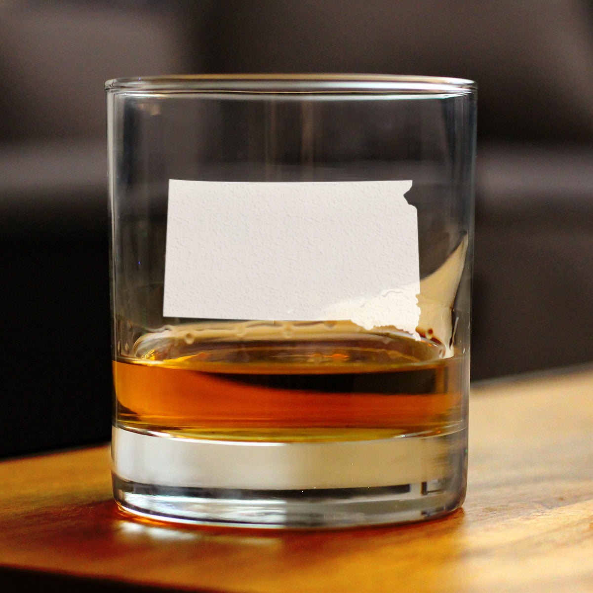 South Dakota State Outline Whiskey Rocks Glass - State Themed Drinking Decor and Gifts for South Dakotan Women & Men - 10.25 Oz Whisky Tumbler Glasses