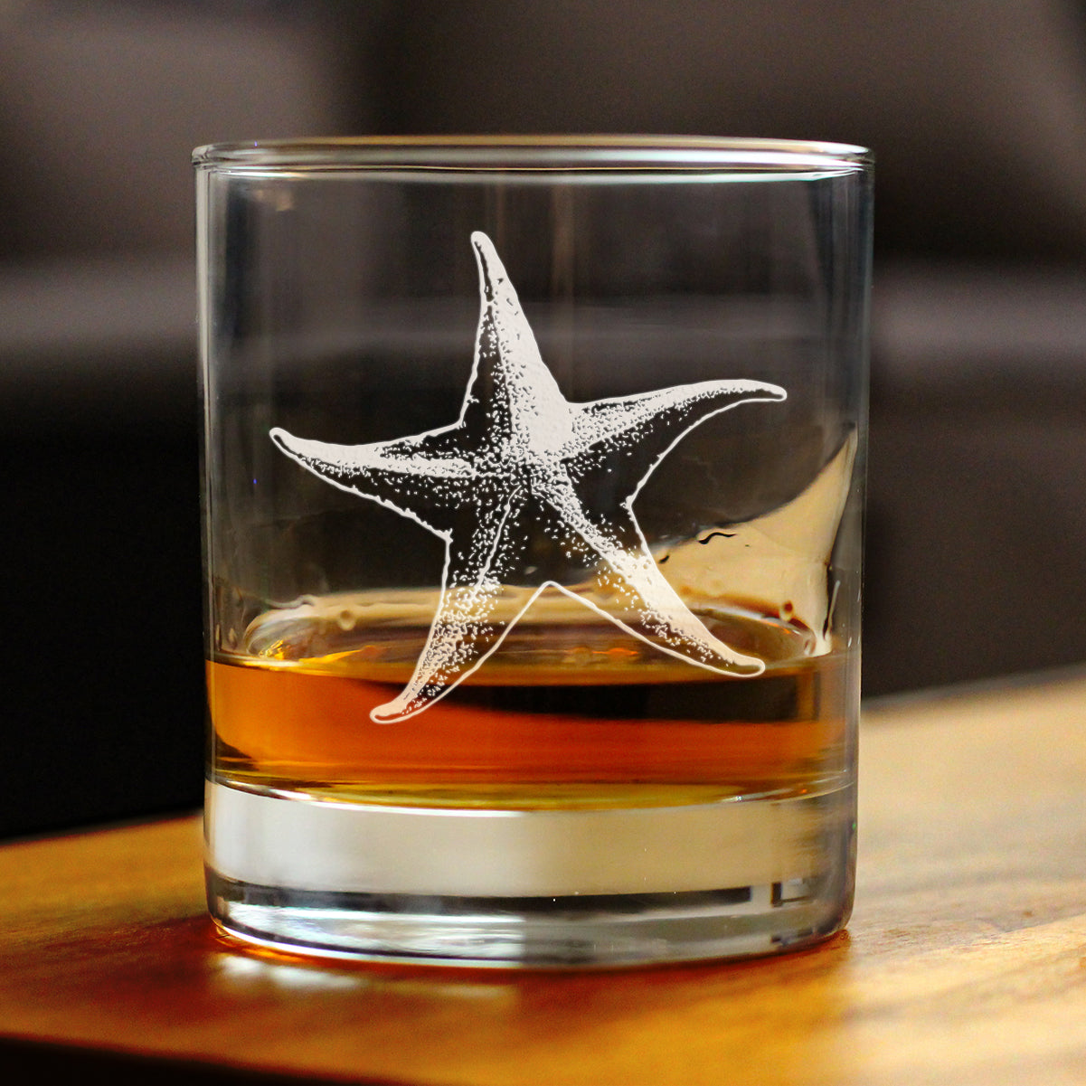 Starfish Rocks Glass - Beach Themed Decor and Decorative Ocean Glassware Gifts for Women and Men - 10.25 Oz Glasses