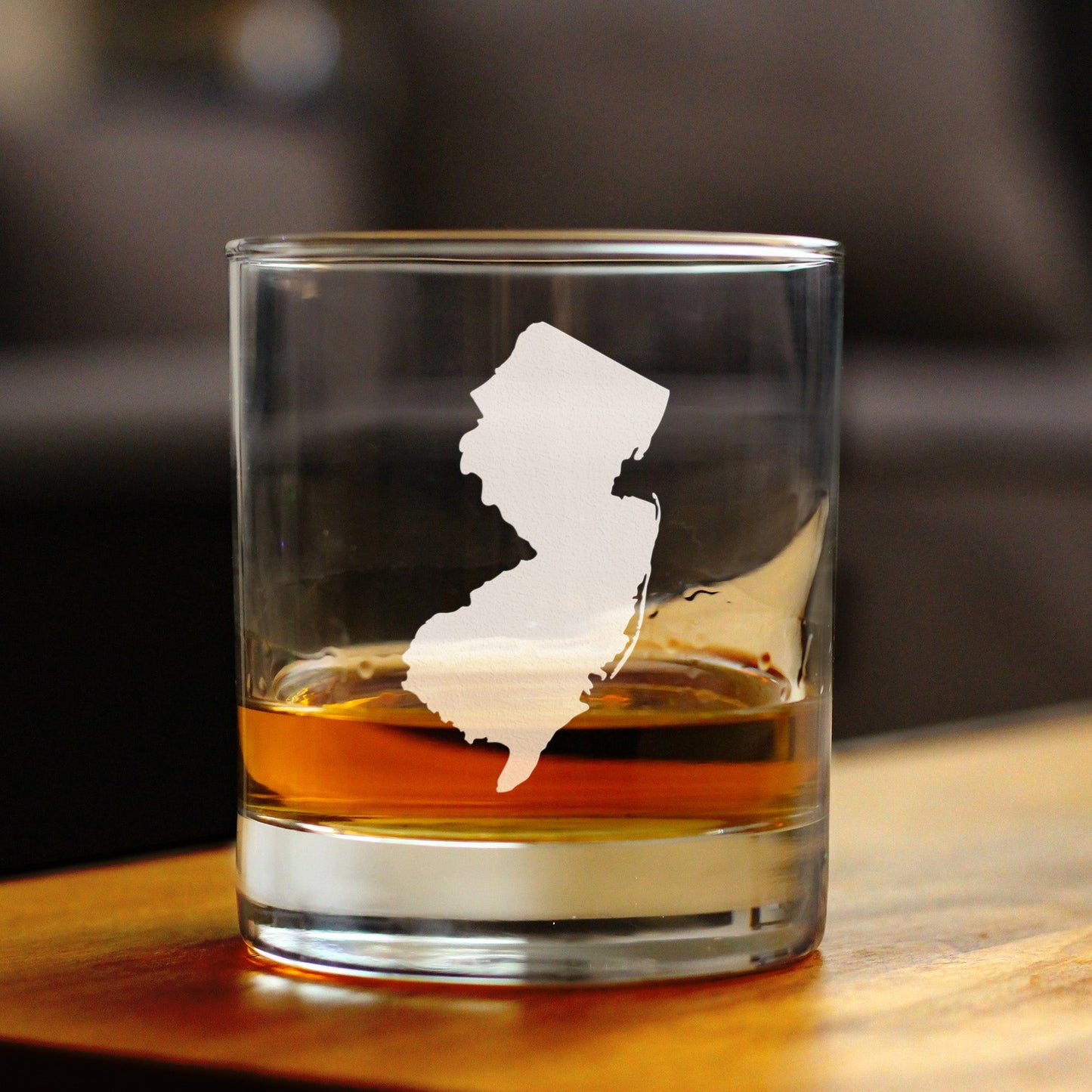 New Jersey State Outline Whiskey Rocks Glass - State Themed Drinking Decor and Gifts for New Jerseyan Women & Men - 10.25 Oz Whisky Tumbler Glasses