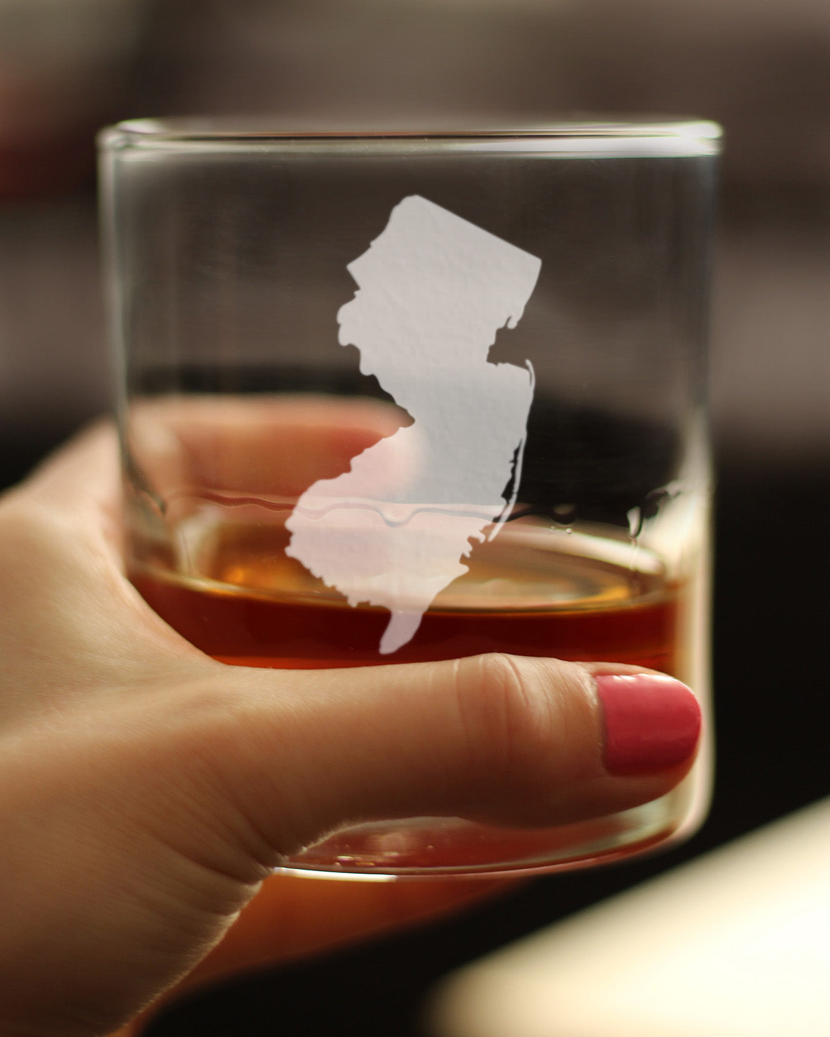 New Jersey State Outline Whiskey Rocks Glass - State Themed Drinking Decor and Gifts for New Jerseyan Women & Men - 10.25 Oz Whisky Tumbler Glasses