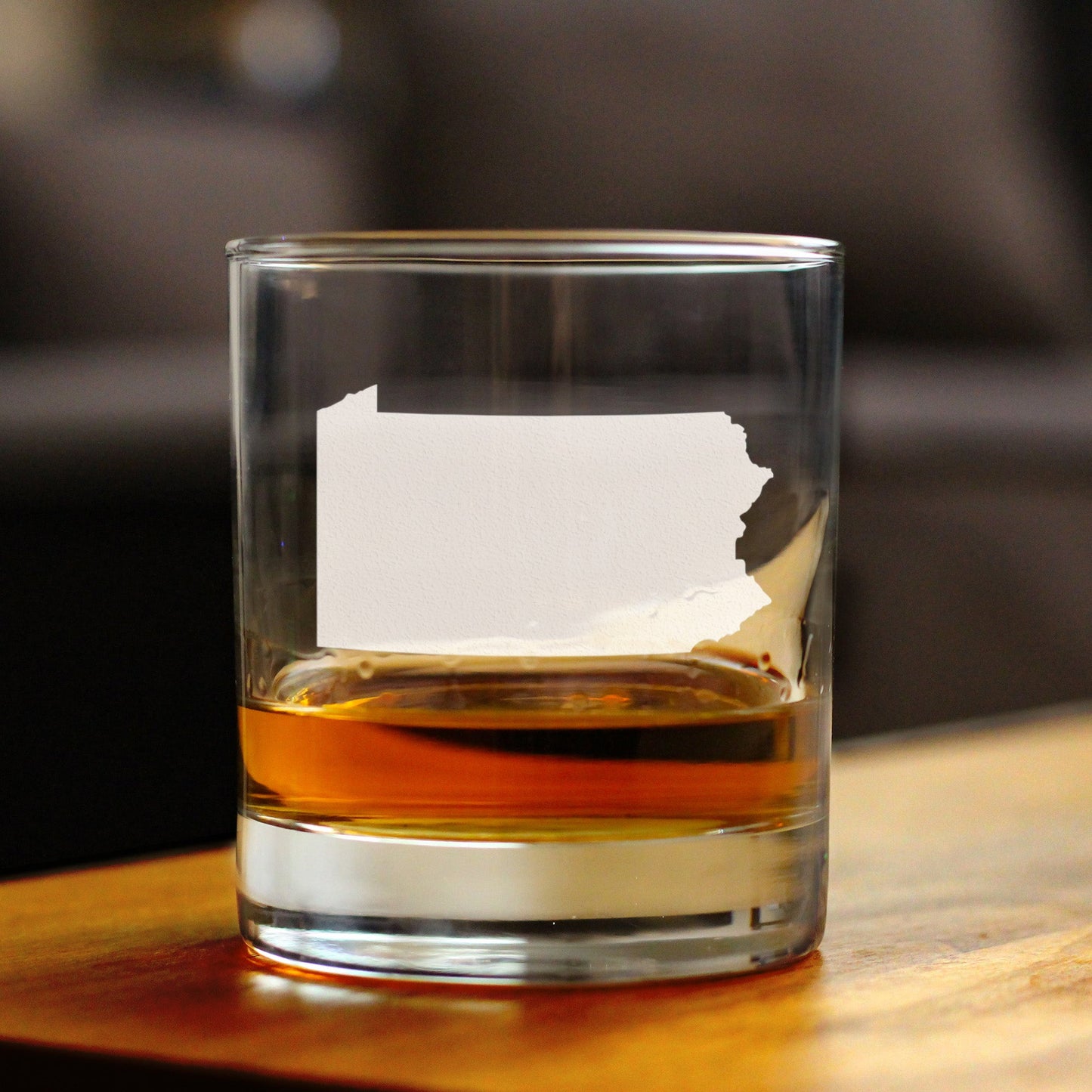 Pennsylvania State Outline Whiskey Rocks Glass - State Themed Drinking Decor and Gifts for Pennsylvanian Women & Men - 10.25 Oz Whisky Tumbler Glasses