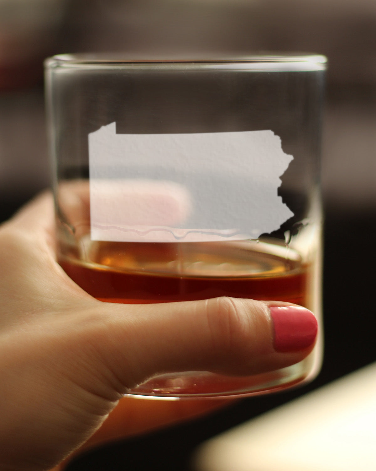 Pennsylvania State Outline Whiskey Rocks Glass - State Themed Drinking Decor and Gifts for Pennsylvanian Women & Men - 10.25 Oz Whisky Tumbler Glasses