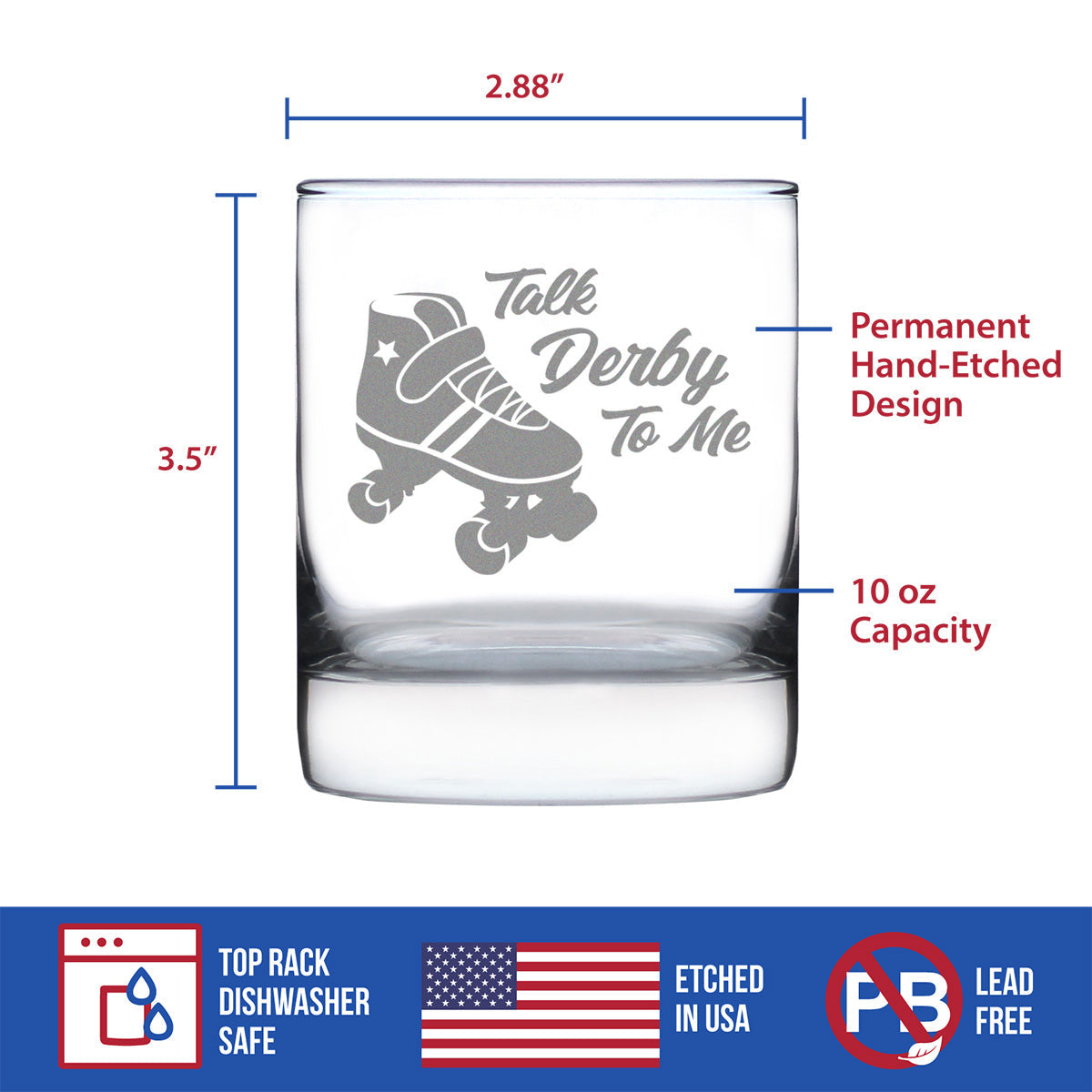 Talk Derby To Me - Whiskey Rocks Glass Gifts - Funny Rollerblading Gifts and Decor for Men & Women - 10.25 Oz Glasses
