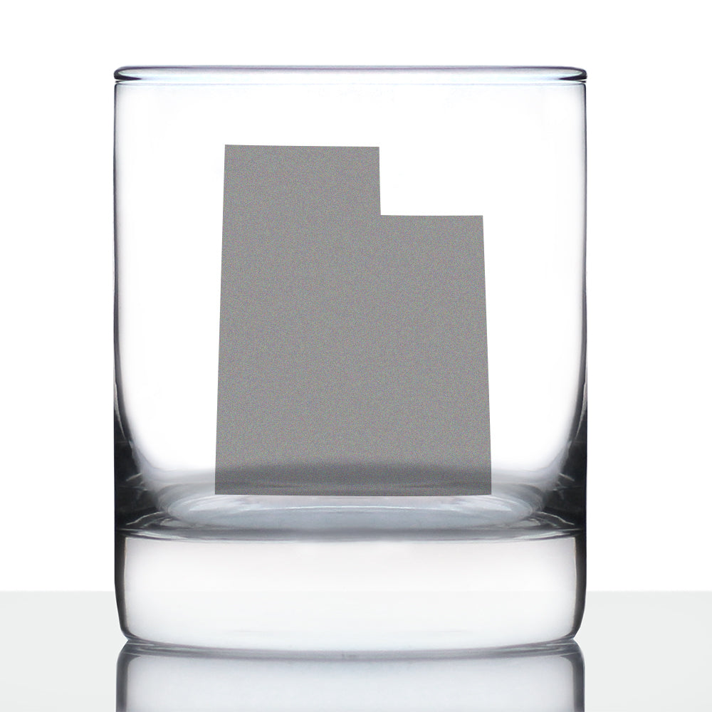 Utah State Outline Whiskey Rocks Glass - State Themed Drinking Decor and Gifts for Utahn Women & Men - 10.25 Oz Whisky Tumbler Glasses