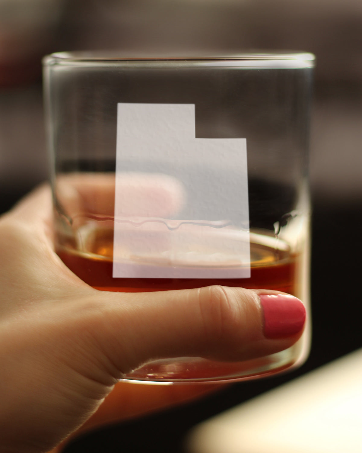 Utah State Outline Whiskey Rocks Glass - State Themed Drinking Decor and Gifts for Utahn Women & Men - 10.25 Oz Whisky Tumbler Glasses