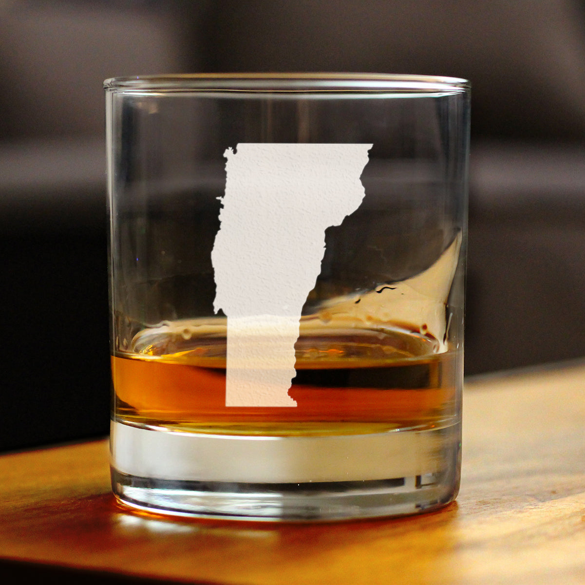 Vermont State Outline Whiskey Rocks Glass - State Themed Drinking Decor and Gifts for Vermonter Women & Men - 10.25 Oz Whisky Tumbler Glasses