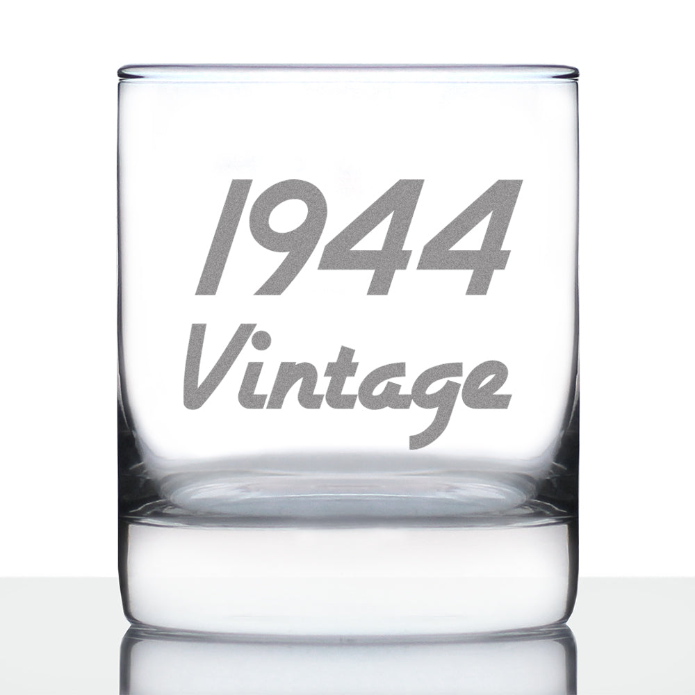 Vintage 1944 - Fun 81st Birthday Whiskey Rocks Glass Gifts for Men & Women Turning 81 - Retro Whisky Drinking Tumbler