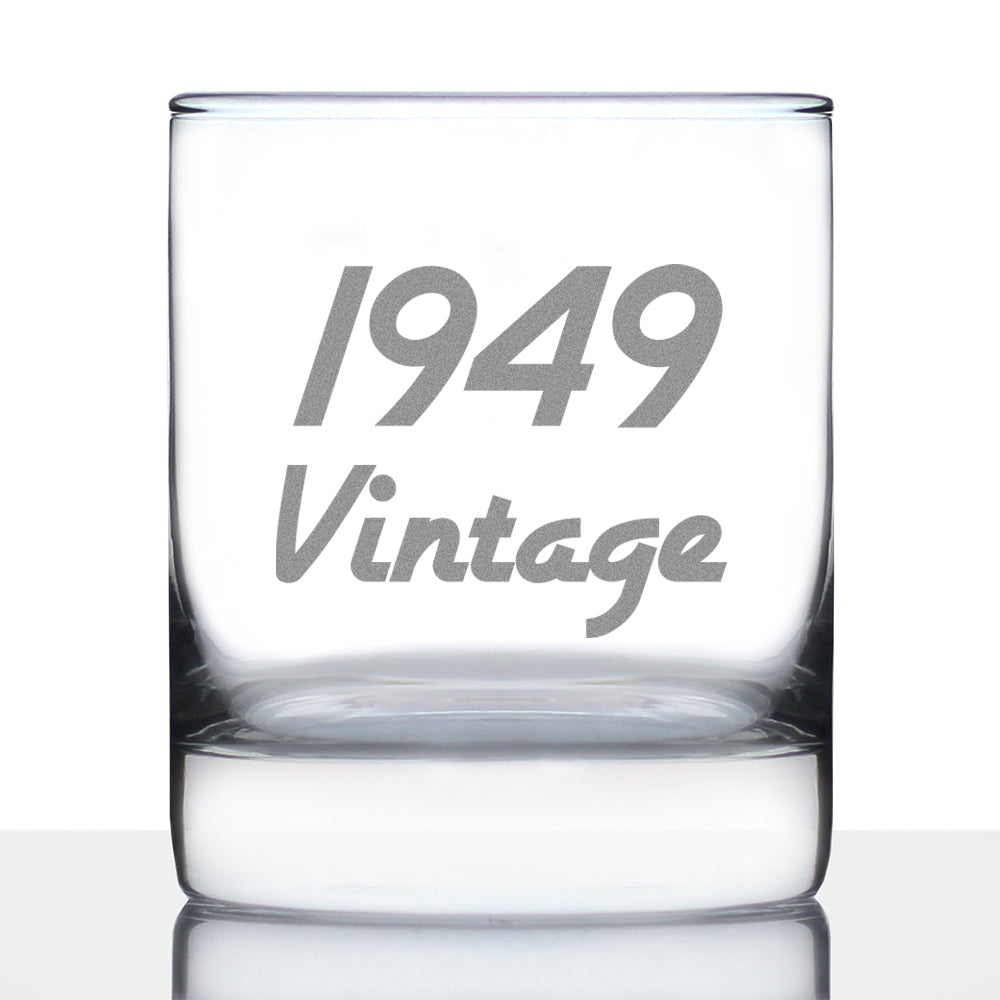 Vintage 1949 - Fun 76th Birthday Whiskey Rocks Glass Gifts for Men & Women Turning 76 - Retro Whisky Drinking Tumbler