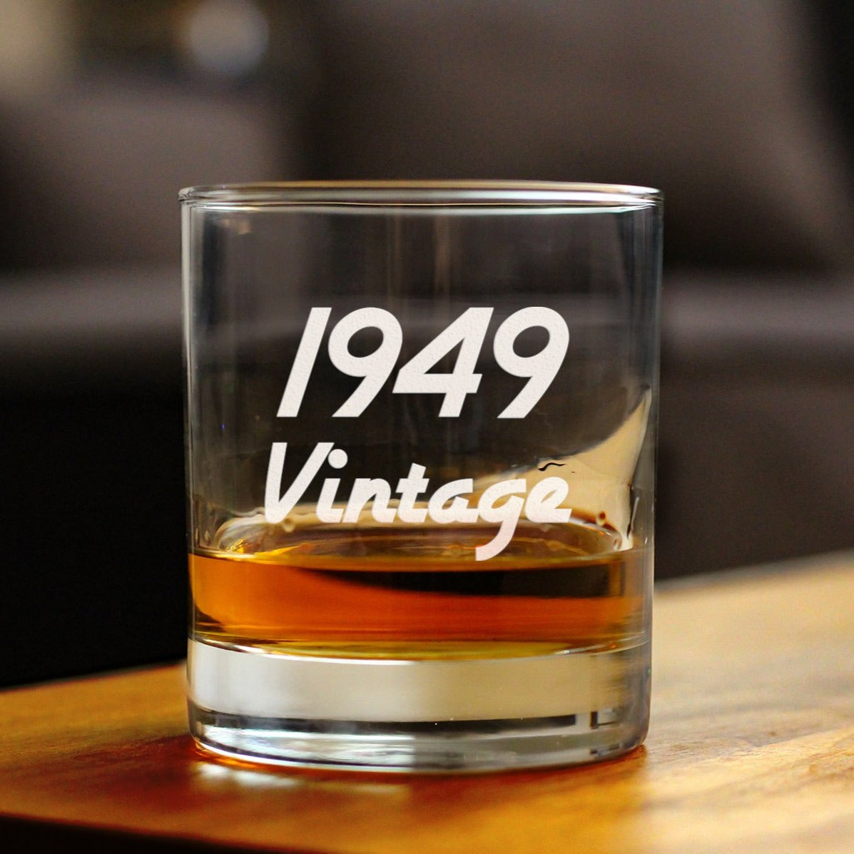 Vintage 1949 - Fun 76th Birthday Whiskey Rocks Glass Gifts for Men & Women Turning 76 - Retro Whisky Drinking Tumbler