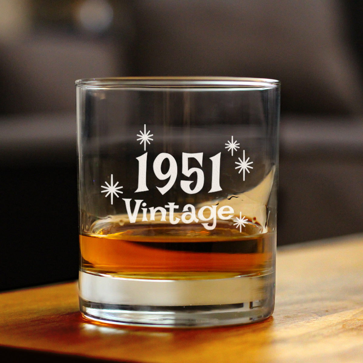 Vintage 1951 - Fun 74th Birthday Whiskey Rocks Glass Gifts for Men & Women Turning 74 - Retro Whisky Drinking Tumbler