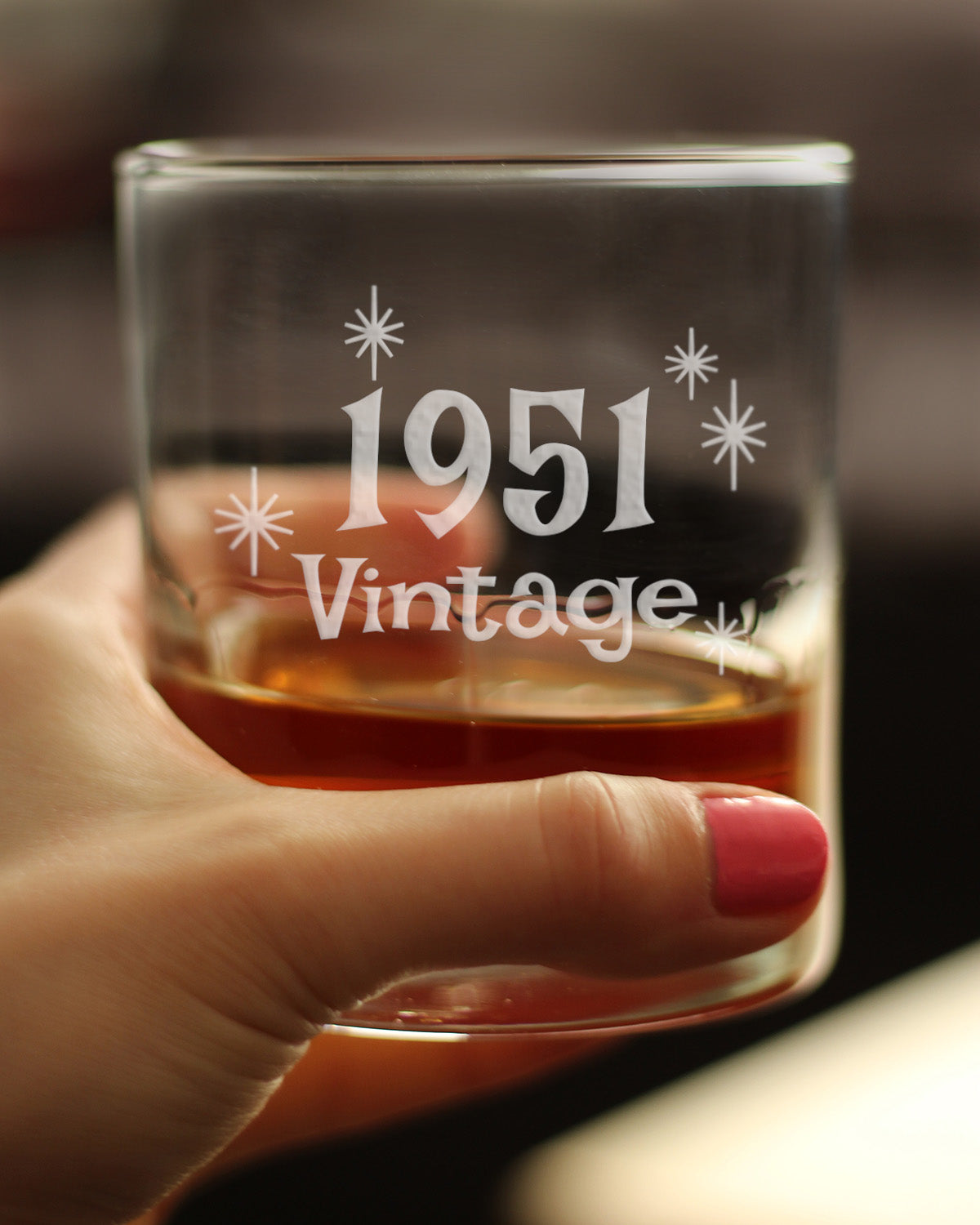 Vintage 1951 - Fun 74th Birthday Whiskey Rocks Glass Gifts for Men & Women Turning 74 - Retro Whisky Drinking Tumbler