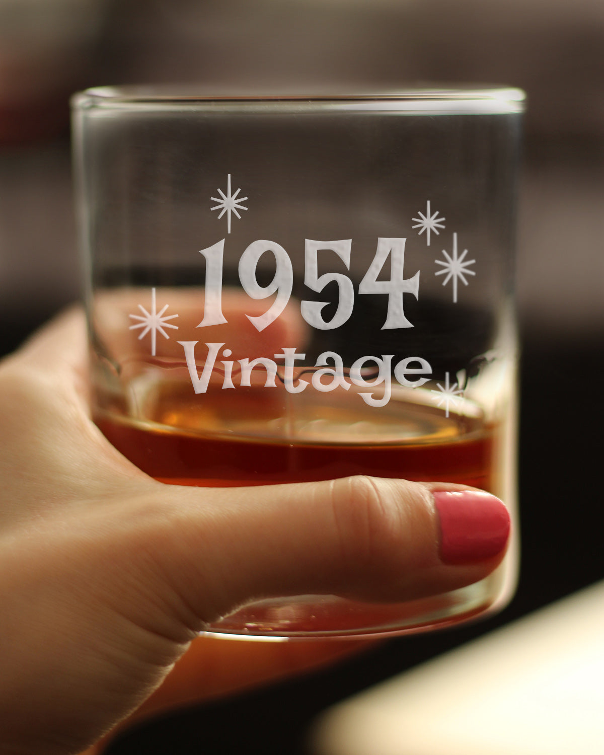 Vintage 1954 - Fun 71st Birthday Whiskey Rocks Glass Gifts for Men & Women Turning 71 - Retro Whisky Drinking Tumbler