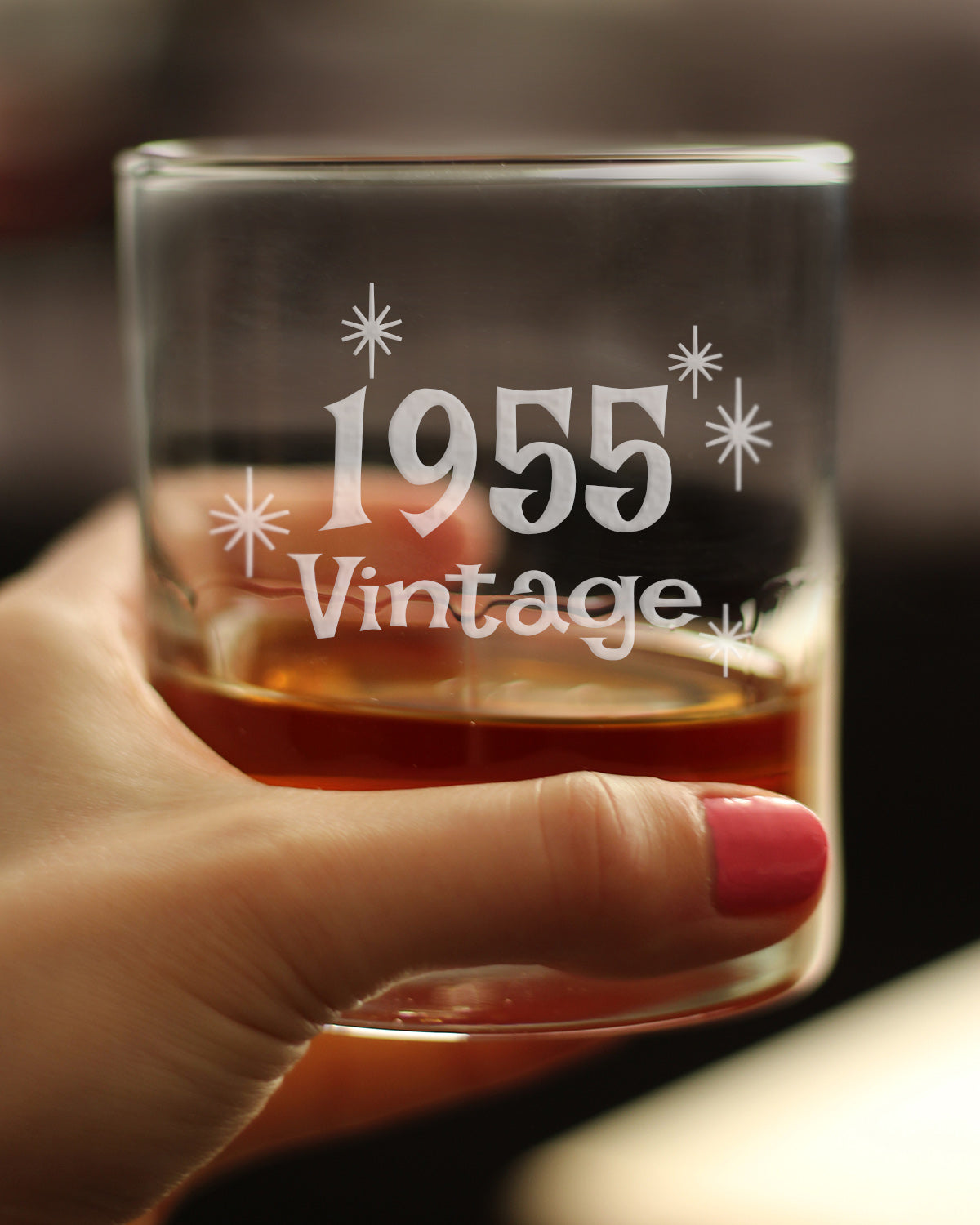 Vintage 1955 - Fun 70th Birthday Whiskey Rocks Glass Gifts for Men & Women Turning 70 - Retro Whisky Drinking Tumbler