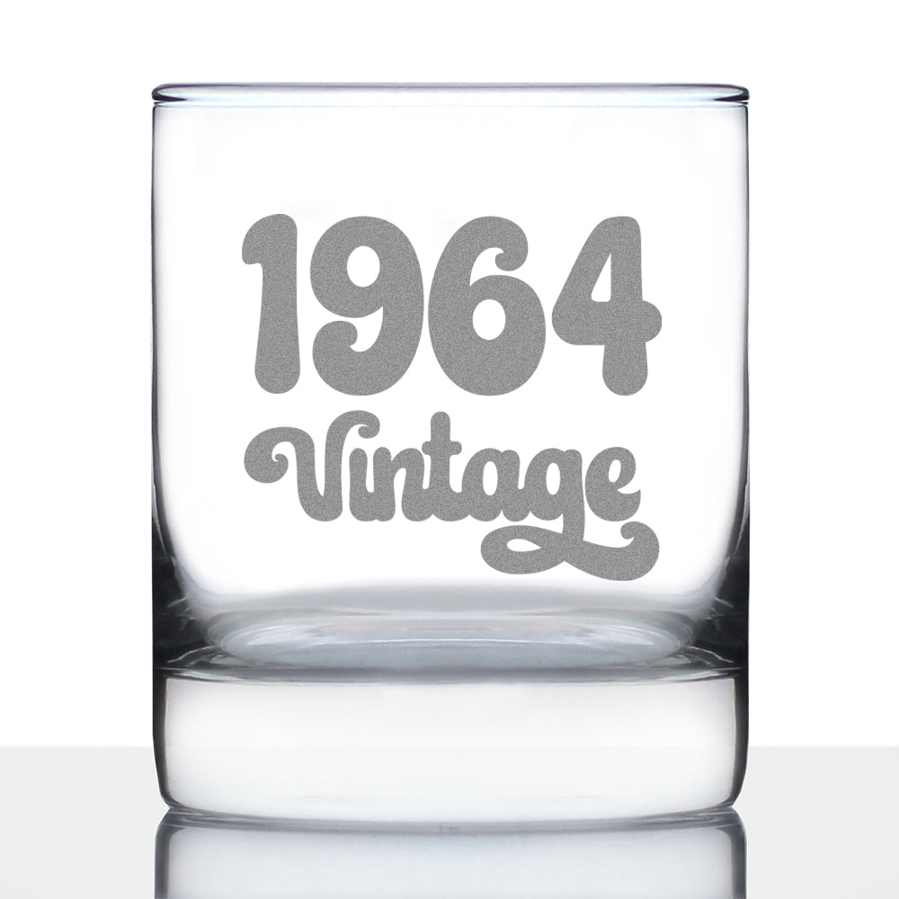 Vintage 1964 - Fun 61st Birthday Whiskey Rocks Glass Gifts for Men & Women Turning 61 - Retro Whisky Drinking Tumbler
