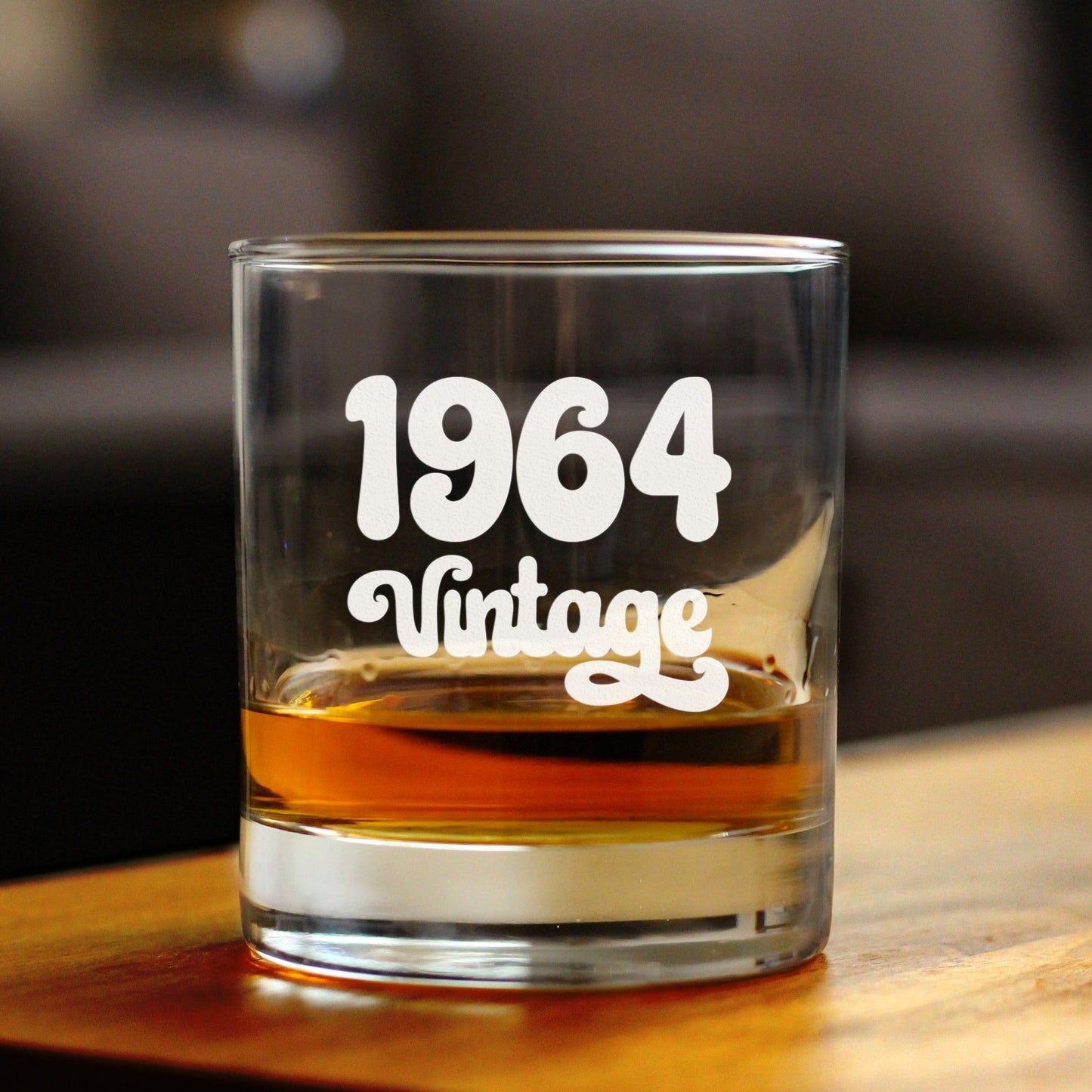 Vintage 1964 - Fun 61st Birthday Whiskey Rocks Glass Gifts for Men & Women Turning 61 - Retro Whisky Drinking Tumbler