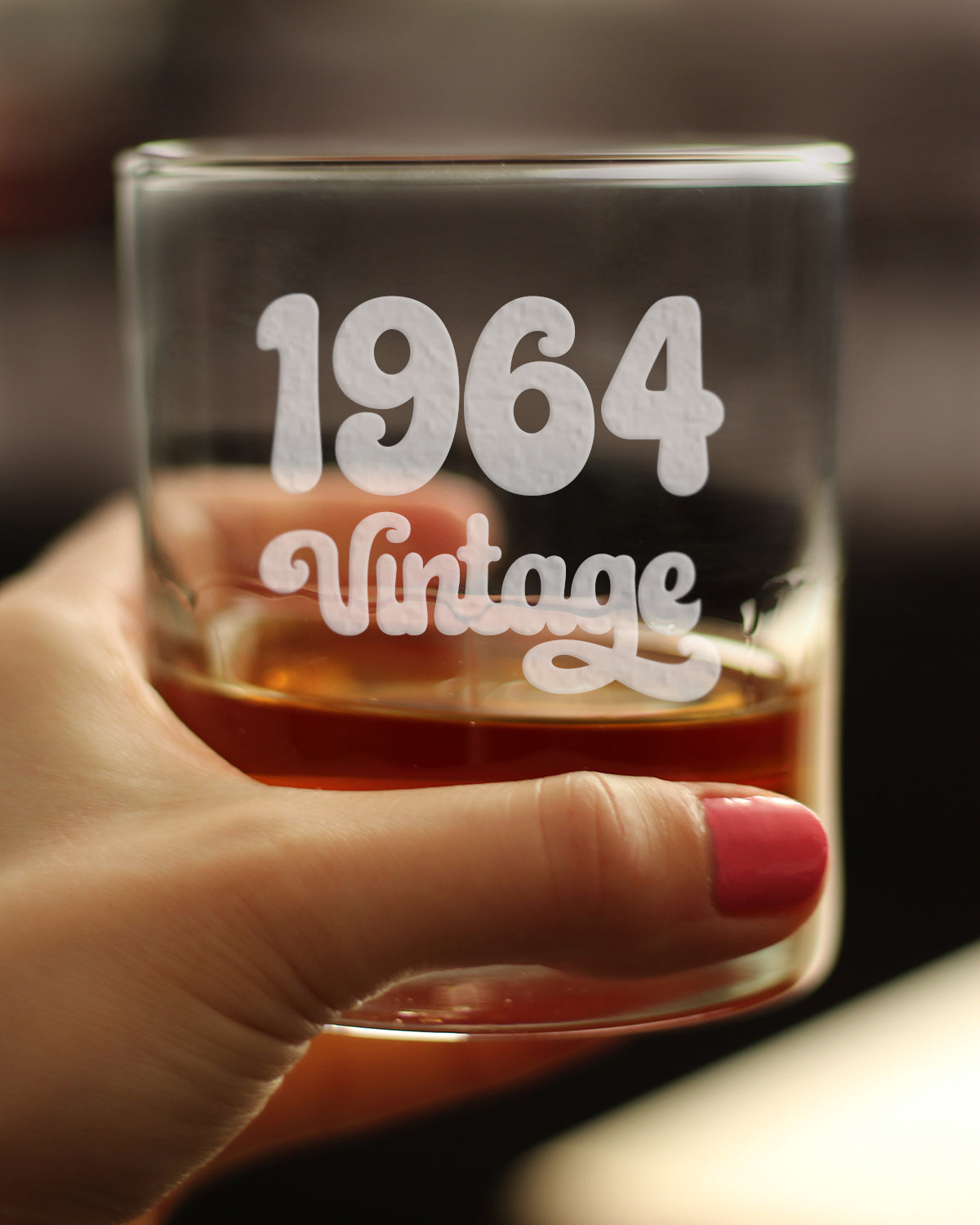 Vintage 1964 - Fun 61st Birthday Whiskey Rocks Glass Gifts for Men & Women Turning 61 - Retro Whisky Drinking Tumbler