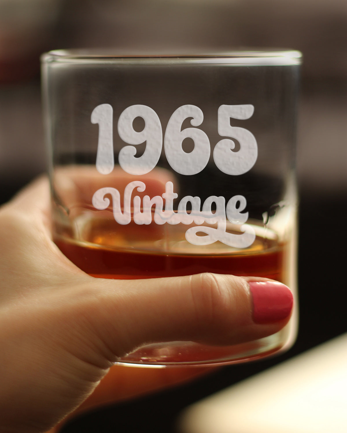 Vintage 1965 - Fun 60th Birthday Whiskey Rocks Glass Gifts for Men & Women Turning 60 - Retro Whisky Drinking Tumbler
