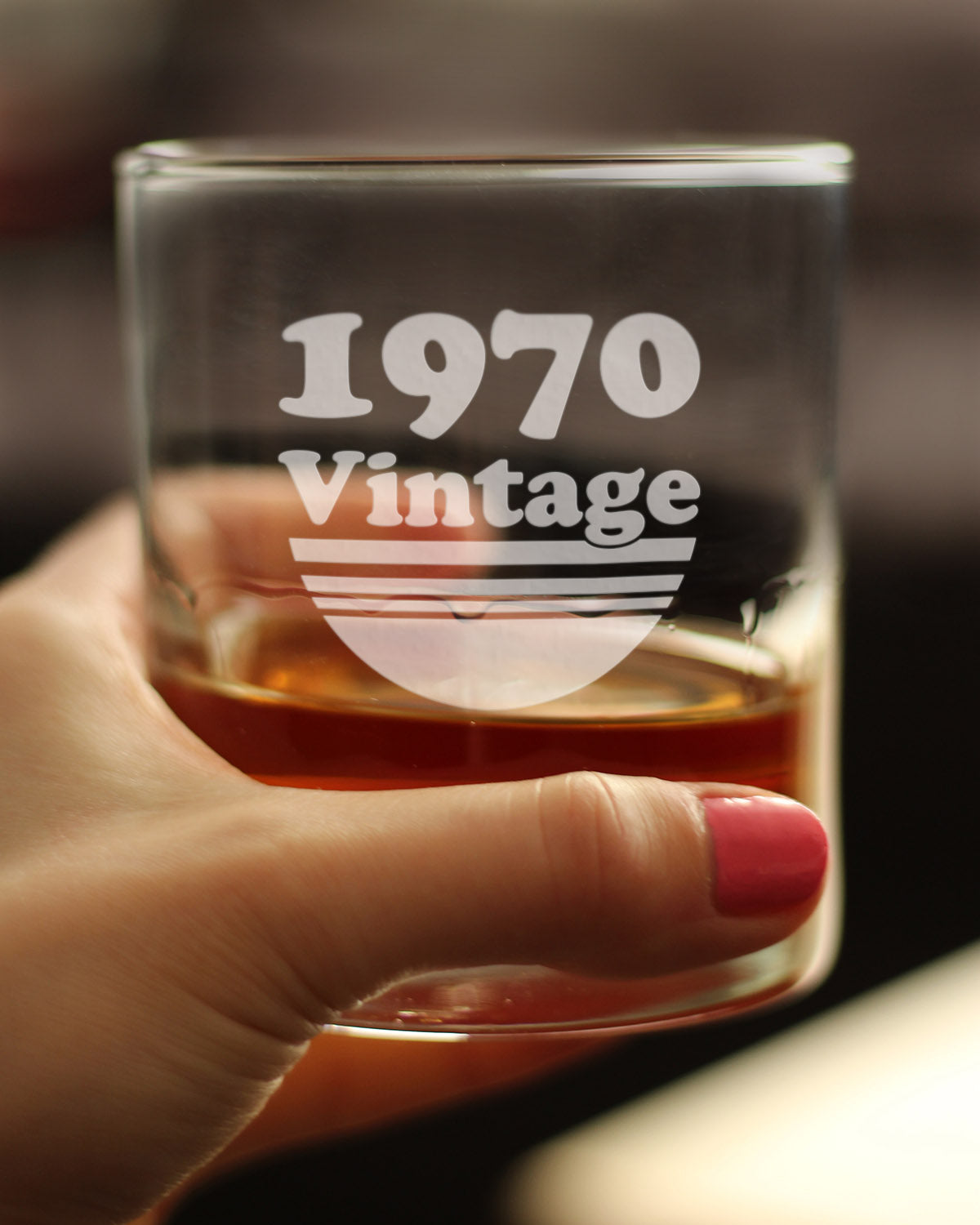 Vintage 1970 - Fun 55th Birthday Whiskey Rocks Glass Gifts for Men & Women Turning 55 - Retro Whisky Drinking Tumbler