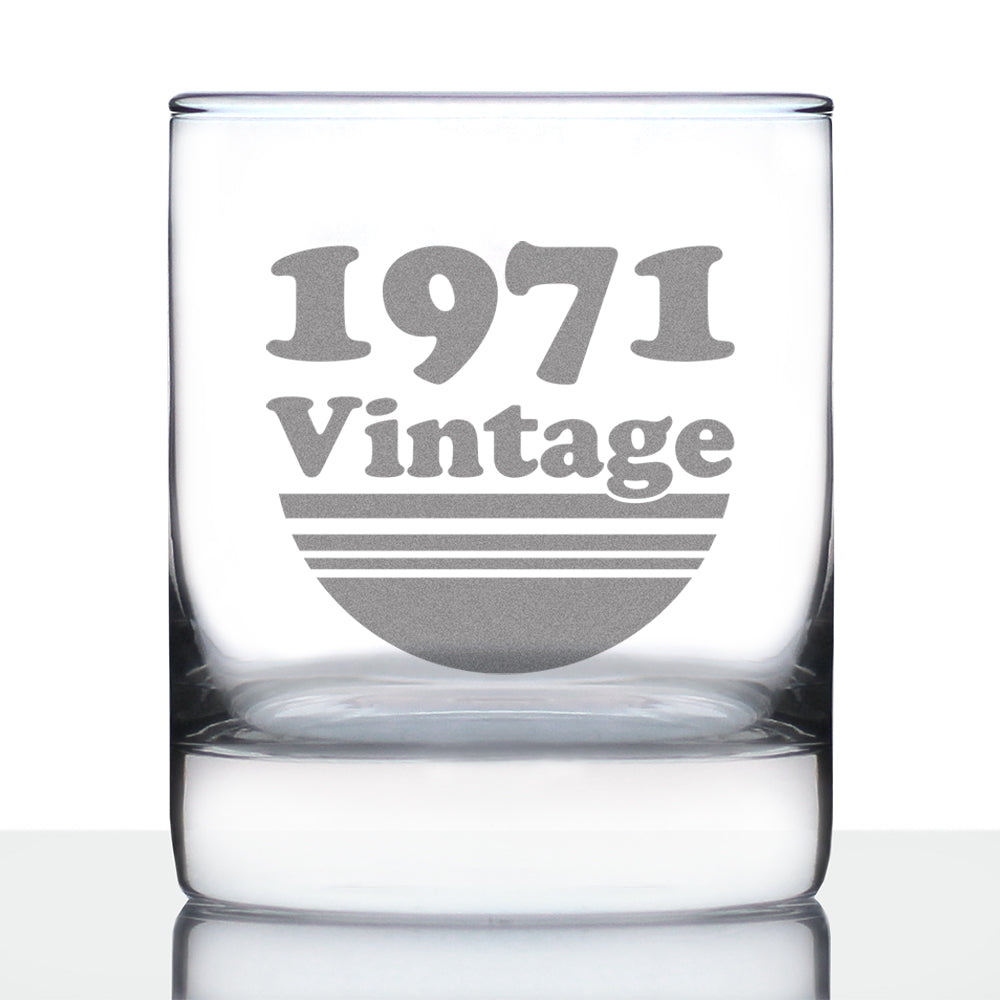 Vintage 1971 - Fun 54th Birthday Whiskey Rocks Glass Gifts for Men & Women Turning 54 - Retro Whisky Drinking Tumbler