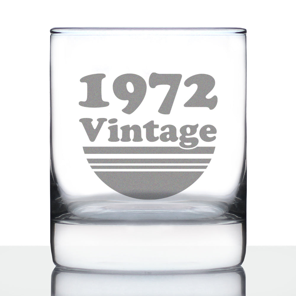 Vintage 1972 - Fun 53rd Birthday Whiskey Rocks Glass Gifts for Men & Women Turning 53 - Retro Whisky Drinking Tumbler