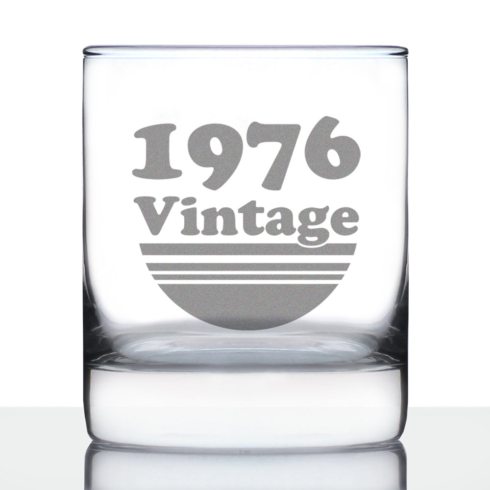 Vintage 1976 - Fun 49th Birthday Whiskey Rocks Glass Gifts for Men & Women Turning 49 - Retro Whisky Drinking Tumbler