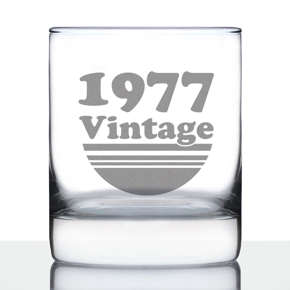 Vintage 1977 - Fun 48th Birthday Whiskey Rocks Glass Gifts for Men & Women Turning 48 - Retro Whisky Drinking Tumbler