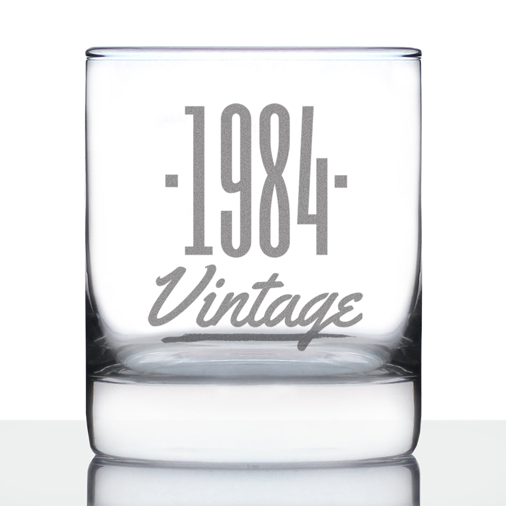 Vintage 1984 - Fun 41st Birthday Whiskey Rocks Glass Gifts for Men & Women Turning 41 - Retro Whisky Drinking Tumbler