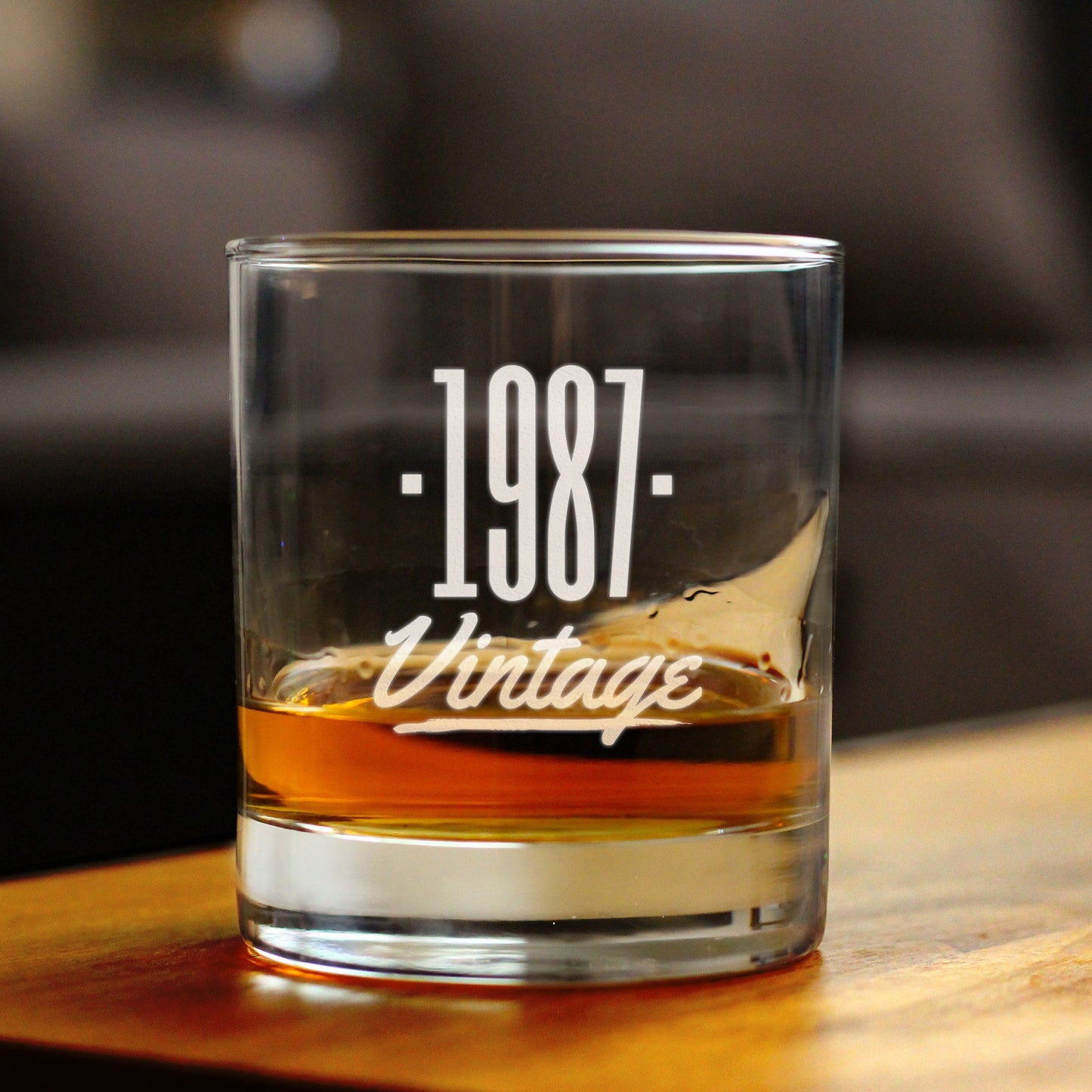 Vintage 1987 - Fun 38th Birthday Whiskey Rocks Glass Gifts for Men & Women Turning 38 - Retro Whisky Drinking Tumbler