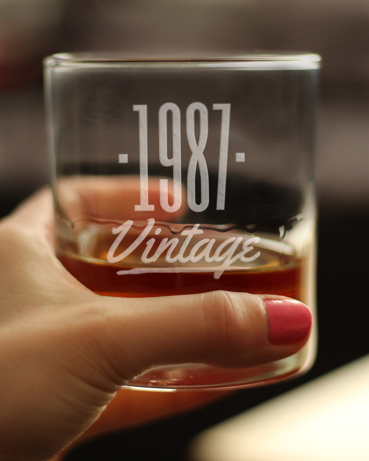 Vintage 1987 - Fun 38th Birthday Whiskey Rocks Glass Gifts for Men & Women Turning 38 - Retro Whisky Drinking Tumbler
