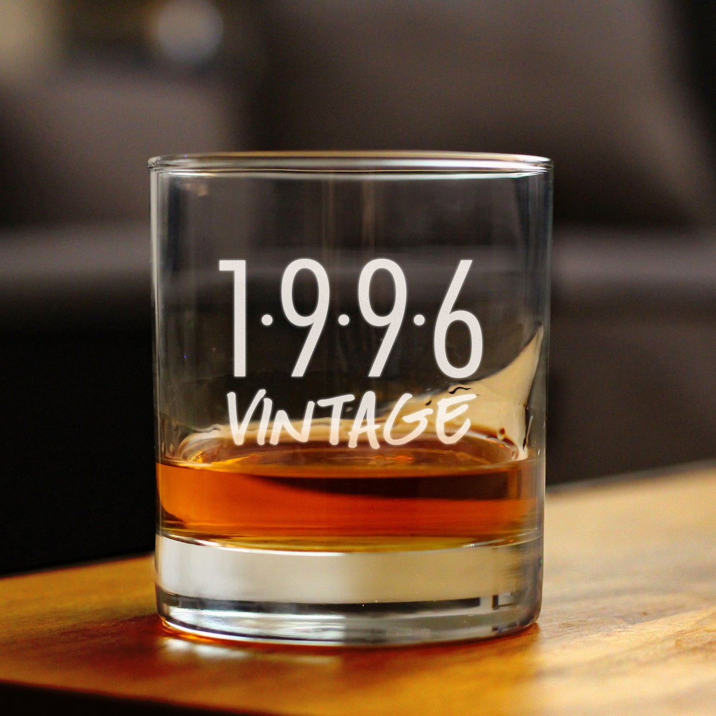 Vintage 1996 - Fun 29th Birthday Whiskey Rocks Glass Gifts for Men & Women Turning 29 - Retro Whisky Drinking Tumbler