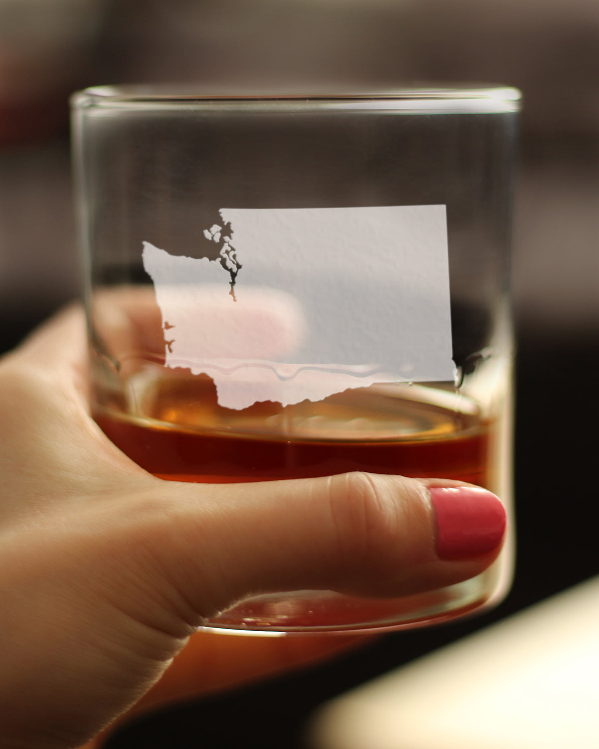 Washington State Outline Whiskey Rocks Glass - State Themed Drinking Decor and Gifts for Washingtonian Women & Men - 10.25 Oz Whisky Tumbler Glasses