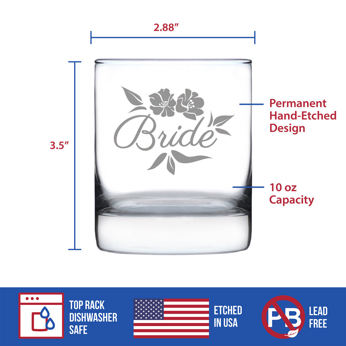 Bride Old Fashioned Rocks Glass - Unique Wedding Gift for Bride - Cute Engraved Wedding Cup Gift