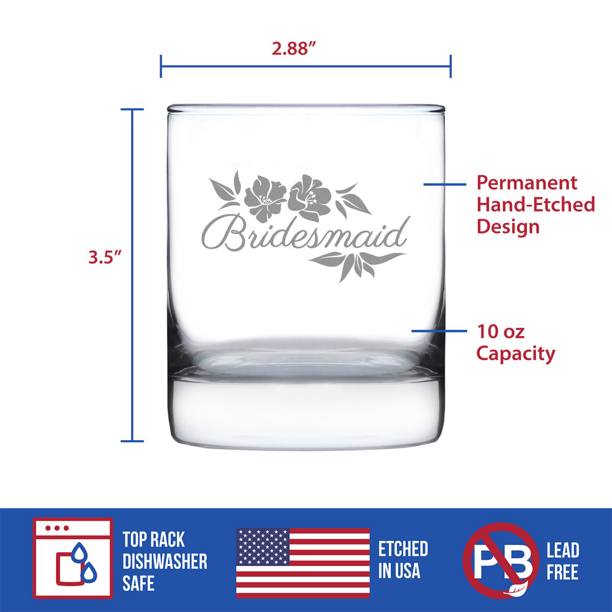 Bridesmaid Old Fashioned Rocks Glass - Bridesmaids Proposal Gifts - Unique Engraved Wedding Cup Gift
