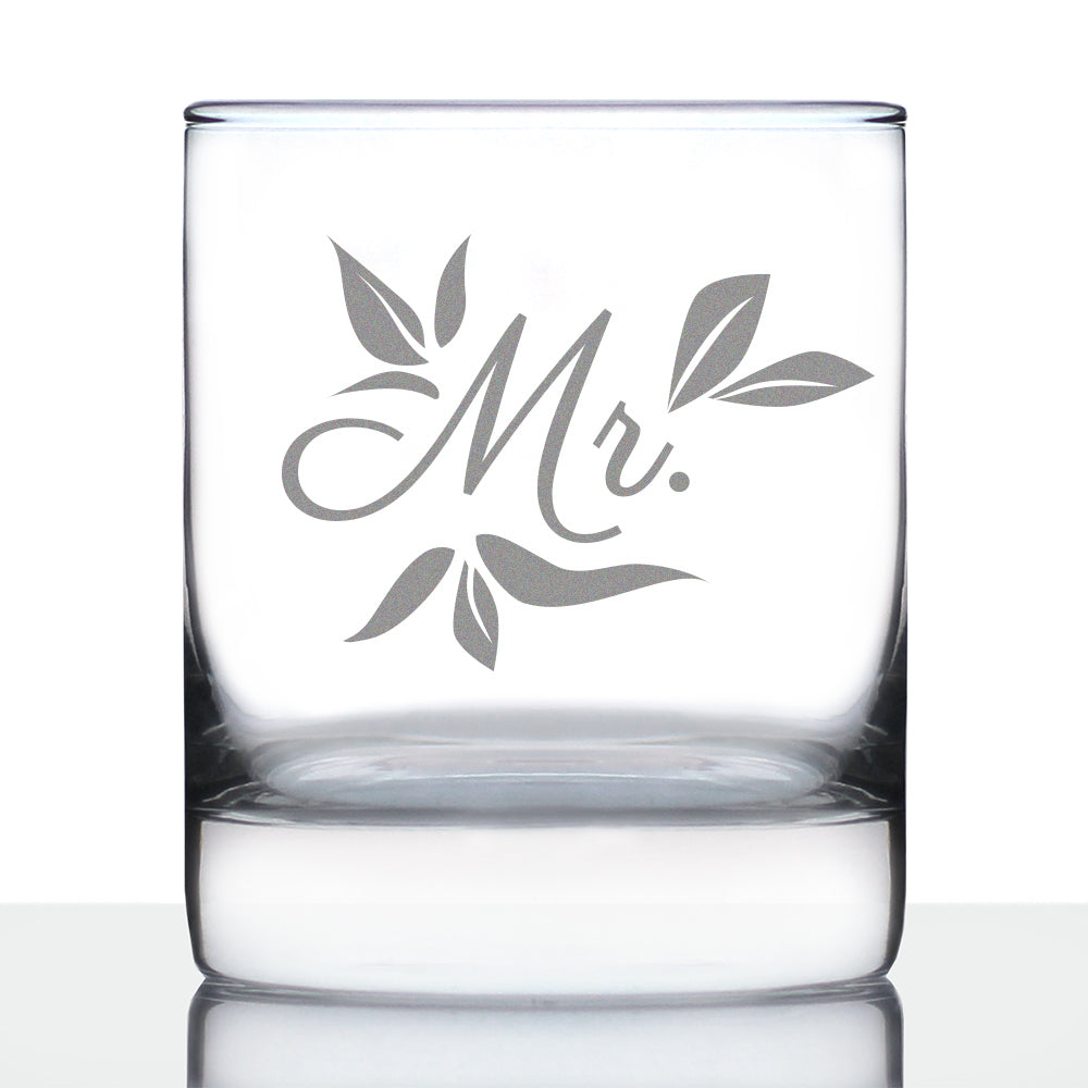 Mr. Old Fashioned Rocks Glass - Unique Wedding Gift for Groom - Engraved Wedding Cup Gift