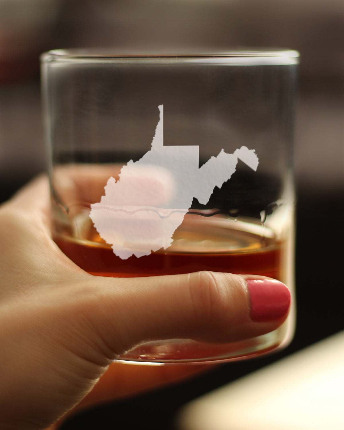 West Virginia State Outline Whiskey Rocks Glass - State Themed Drinking Decor and Gifts for West Virginian Women & Men - 10.25 Oz Whisky Tumbler Glasses