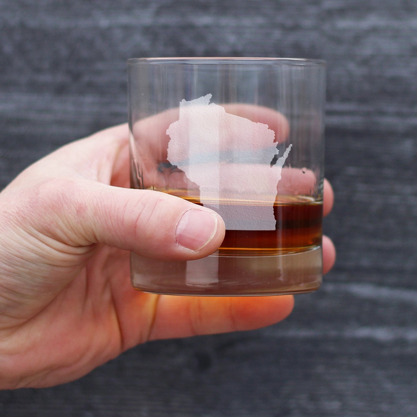 Wisconsin State Outline Whiskey Rocks Glass - State Themed Drinking Decor and Gifts for Wisconsinite Women & Men - 10.25 Oz Whisky Tumbler Glasses