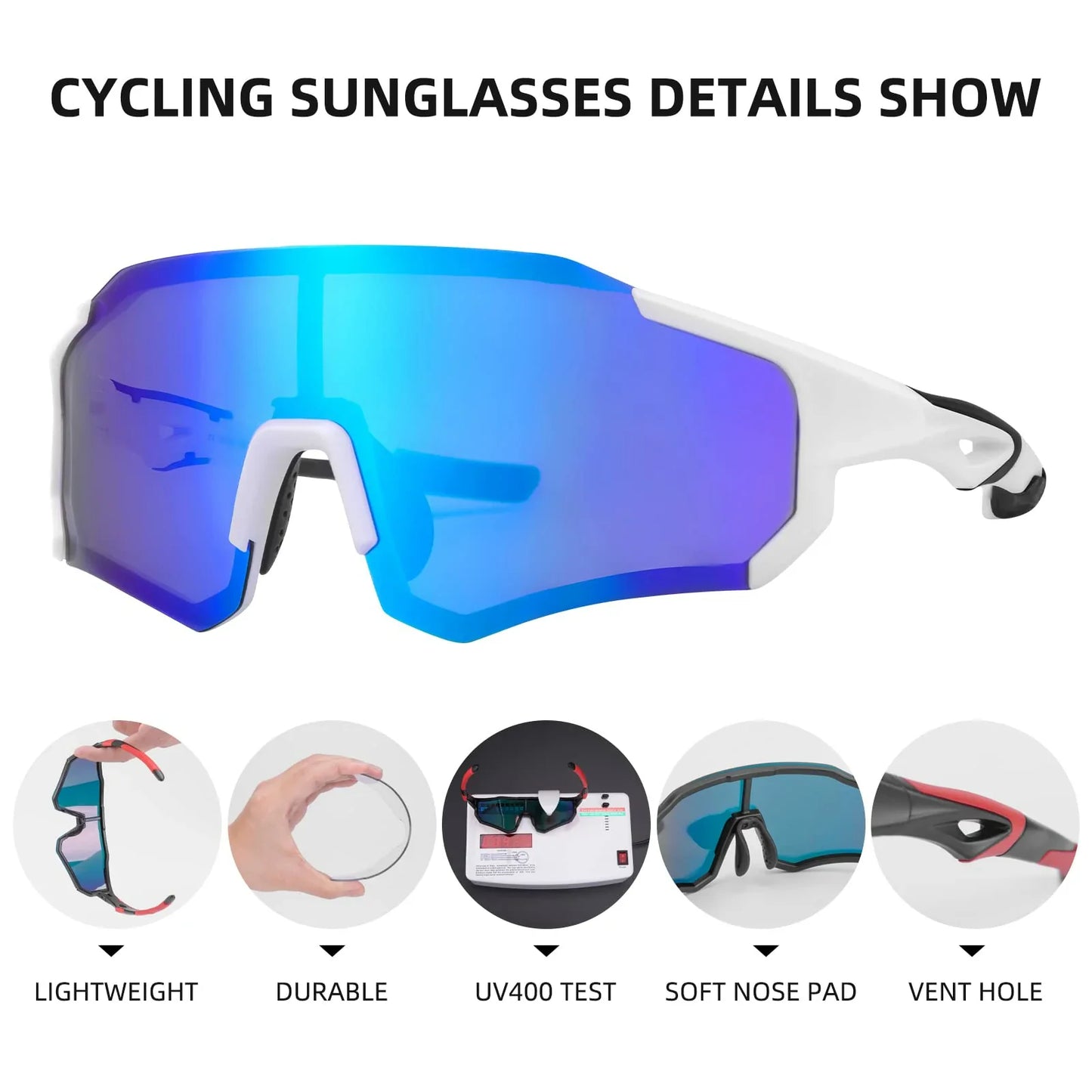 ROCKBROS Polarized Sunglasses for Men Women UV400 Protection Cycling Bike Glasses TAC Lightweight Frame Driving Fishing