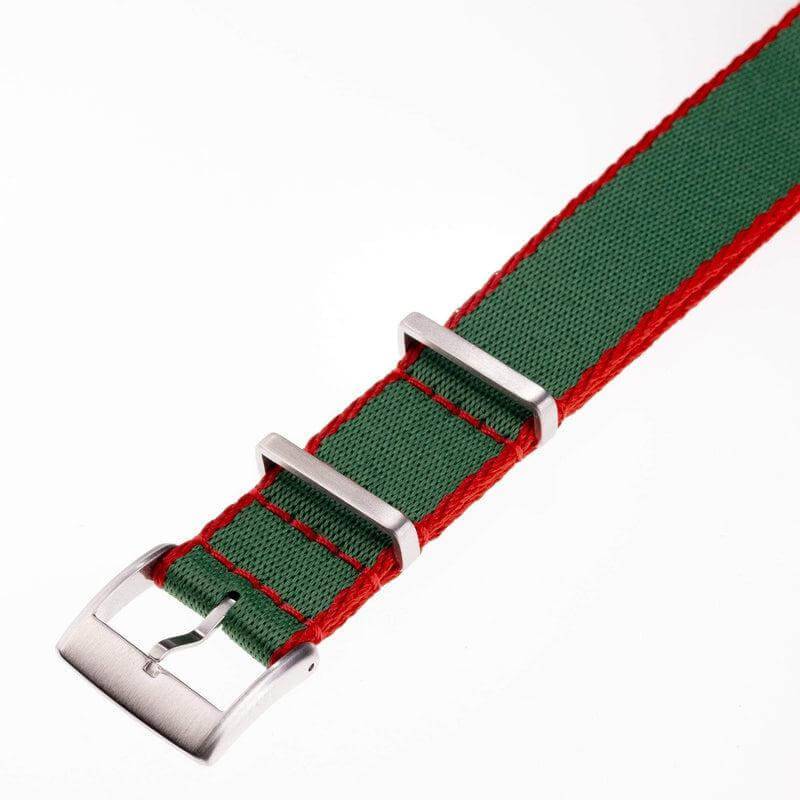 Eco-Friendly Nylon Military Strap Green Red Borders