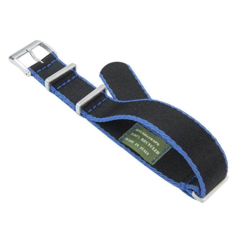 Eco-Friendly Nylon Military Watch Strap - Black Light Blue Borders