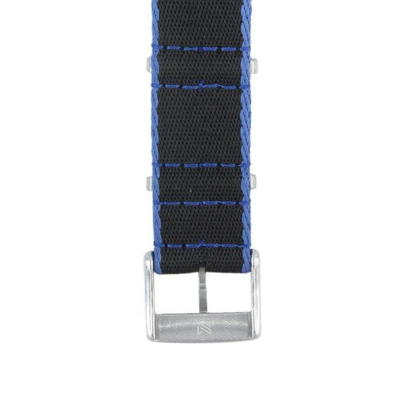 Eco-Friendly Nylon Military Watch Strap - Black Light Blue Borders